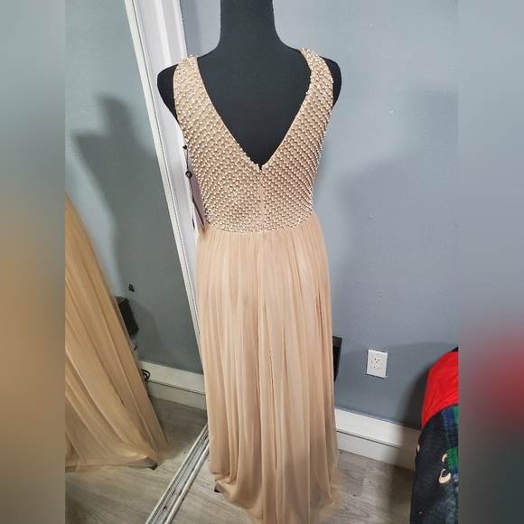 Adrianna Papell Creme Pearl Beaded Maxi Dress Sz 2 New with tags - Picture 6 of 11